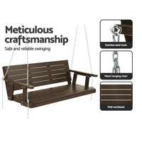 Thumbnail for Gardeon Porch Swing Chair with Chain Outdoor Furniture 3 Seater Bench Wooden Brown