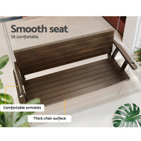 Thumbnail for Gardeon Porch Swing Chair with Chain Outdoor Furniture 3 Seater Bench Wooden Brown