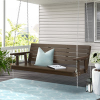 Thumbnail for Gardeon Porch Swing Chair with Chain Outdoor Furniture 3 Seater Bench Wooden Brown