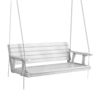 Thumbnail for Gardeon Porch Swing Chair with Chain Outdoor Furniture 3 Seater Bench Wooden White