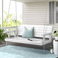 Thumbnail for Gardeon Porch Swing Chair with Chain Outdoor Furniture 3 Seater Bench Wooden White