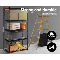 Thumbnail for Giantz 4X1.8M Garage Shelving Warehouse Rack Storage Shelves Pallet Racking Black