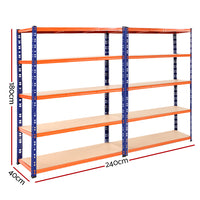 Thumbnail for Giantz 2.4MX1.8M Garage Shelving Warehouse Rack Pallet Racking Storage Steel Orange&Blue