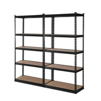 Thumbnail for 2x1.8M 5-Shelves Steel Warehouse Shelving Racking Garage Storage Rack Black