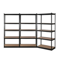 Thumbnail for 3x1.8M 5-Shelves Steel Warehouse Shelving Racking Garage Storage Rack Black