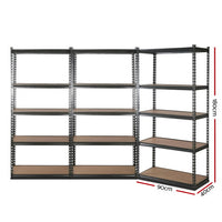 Thumbnail for 3x1.8M 5-Shelves Steel Warehouse Shelving Racking Garage Storage Rack Grey