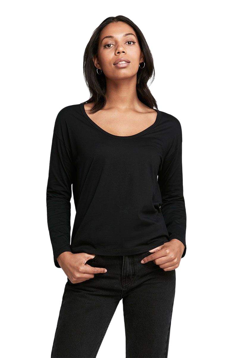 Bonds Womens Originals Light Weight Long Sleeve Scoop Tee Black-0