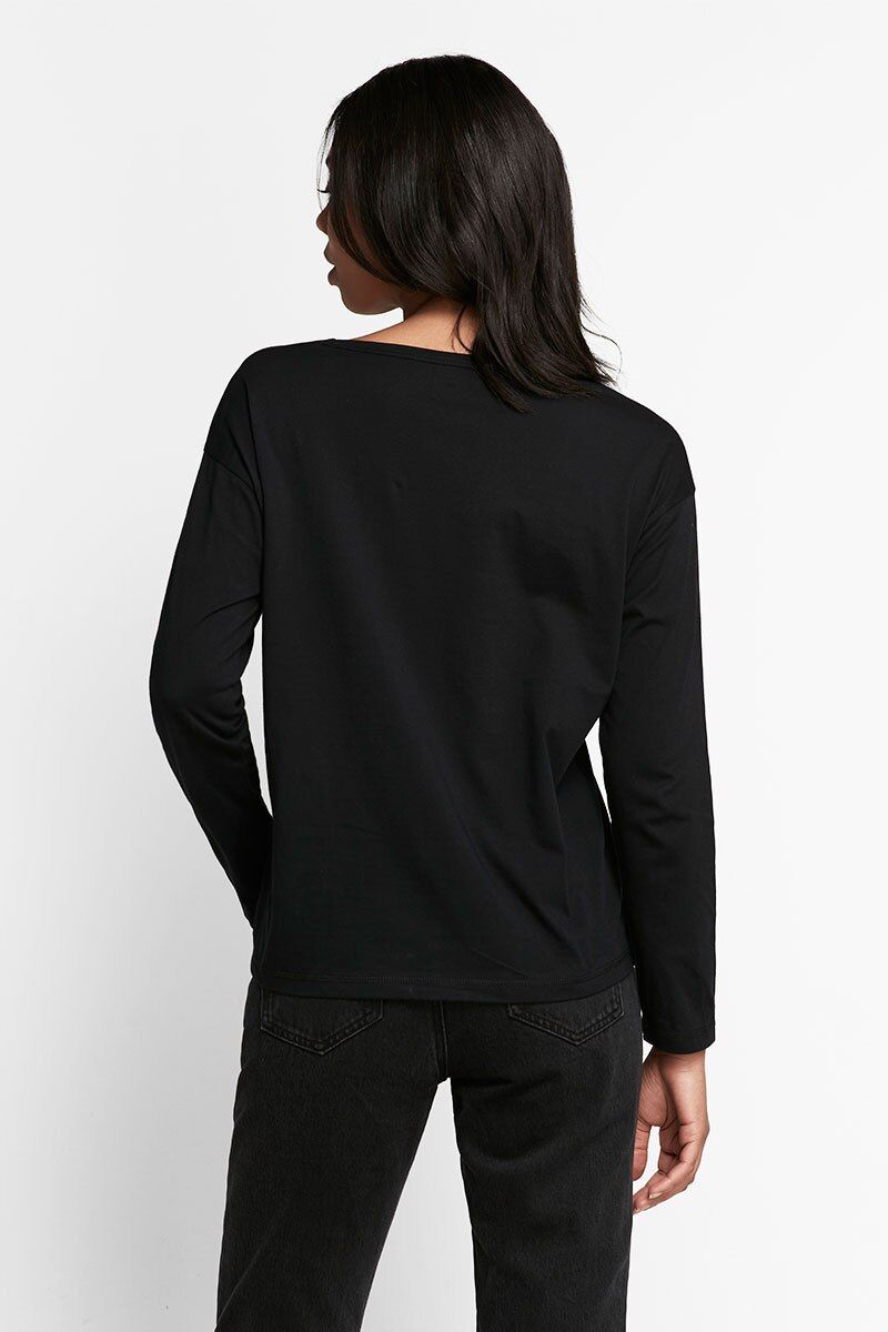 Bonds Womens Originals Light Weight Long Sleeve Scoop Tee Black-2