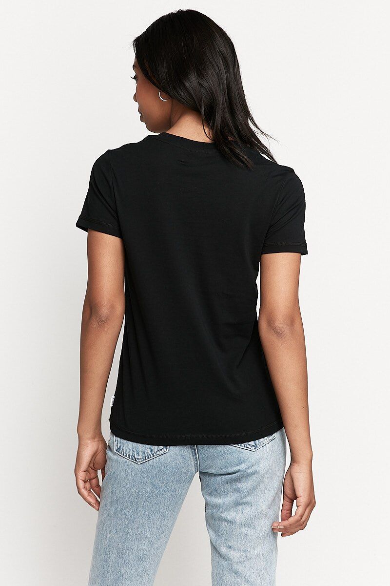 Bonds Womens Originals Light Weight V Tee Cotton Tshirt Black-2