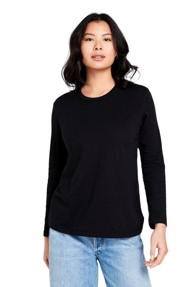 Bonds Womens Long Sleeve Crew Tee Cotton T-Shirt Black-0