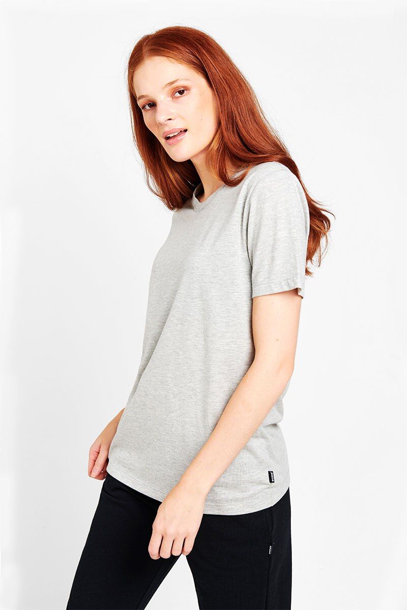 Bonds Womens Core Crew Tee Cotton T-Shirt Grey Marle-1