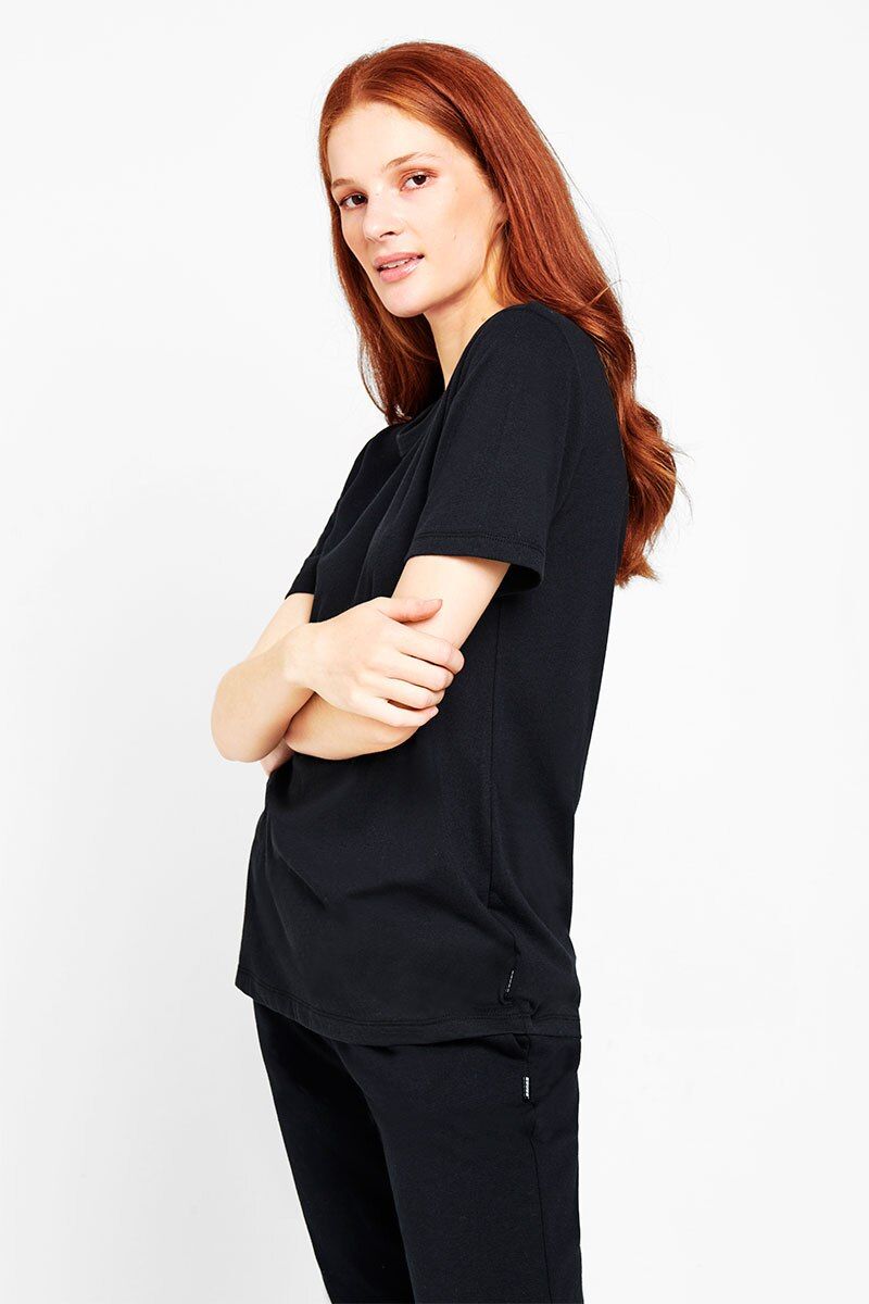 Bonds Womens Core Crew Tee Cotton T-Shirt Black-1