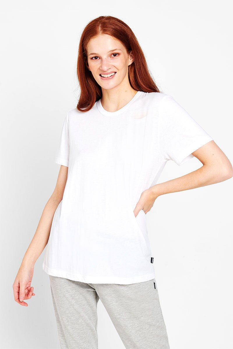 Bonds Womens Core Crew Tee Cotton T-Shirt White-0