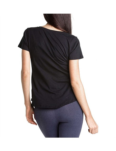 3 x Bonds Womens Scoop Neck Tee T-Shirt Top Cotton Black-1