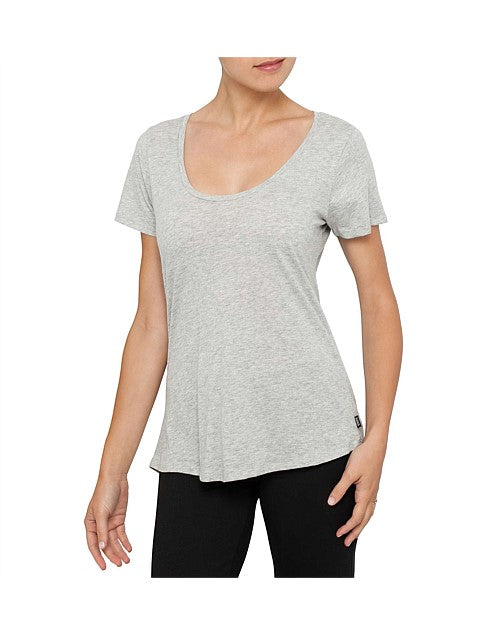 Bonds Womens Scoop Neck Tee T-Shirt Top Cotton Grey-0