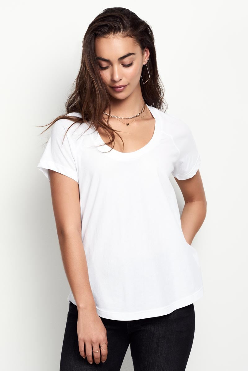 4 x Bonds Womens Scoop Neck Tee T-Shirt Top Cotton White-0