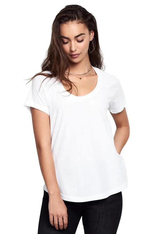 2 x Bonds Womens Scoop Neck Tee T-Shirt Top Cotton White-0