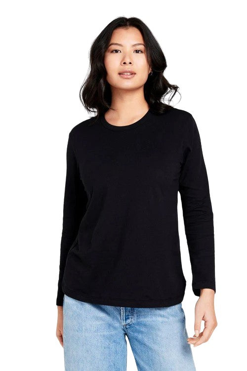 2 x Bonds Womens Long Sleeve Crew Tee Cotton T-Shirt Black-0