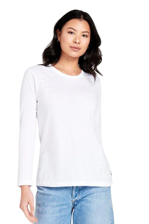 2 x Bonds Womens Long Sleeve Crew Tee Cotton T-Shirt White-0