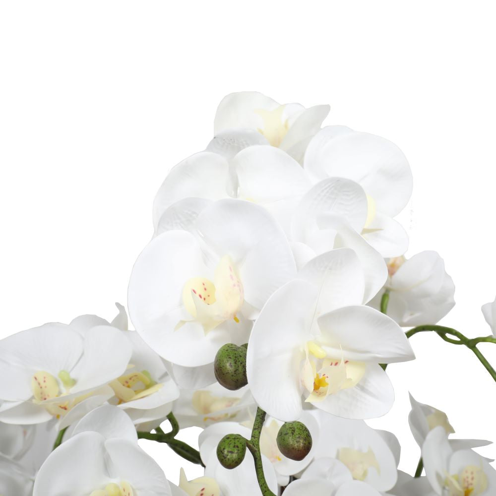 Large Multi-Stem White Potted Faux Orchid 65cm