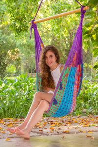 Thumbnail for Mayan Legacy Extra Large Outdoor Cotton Mexican Hammock Chair in Colorina Colour