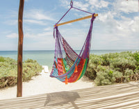 Thumbnail for Mayan Legacy Extra Large Outdoor Cotton Mexican Hammock Chair in Colorina Colour