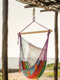 Thumbnail for Mayan Legacy Extra Large Outdoor Cotton Mexican Hammock Chair in Colorina Colour