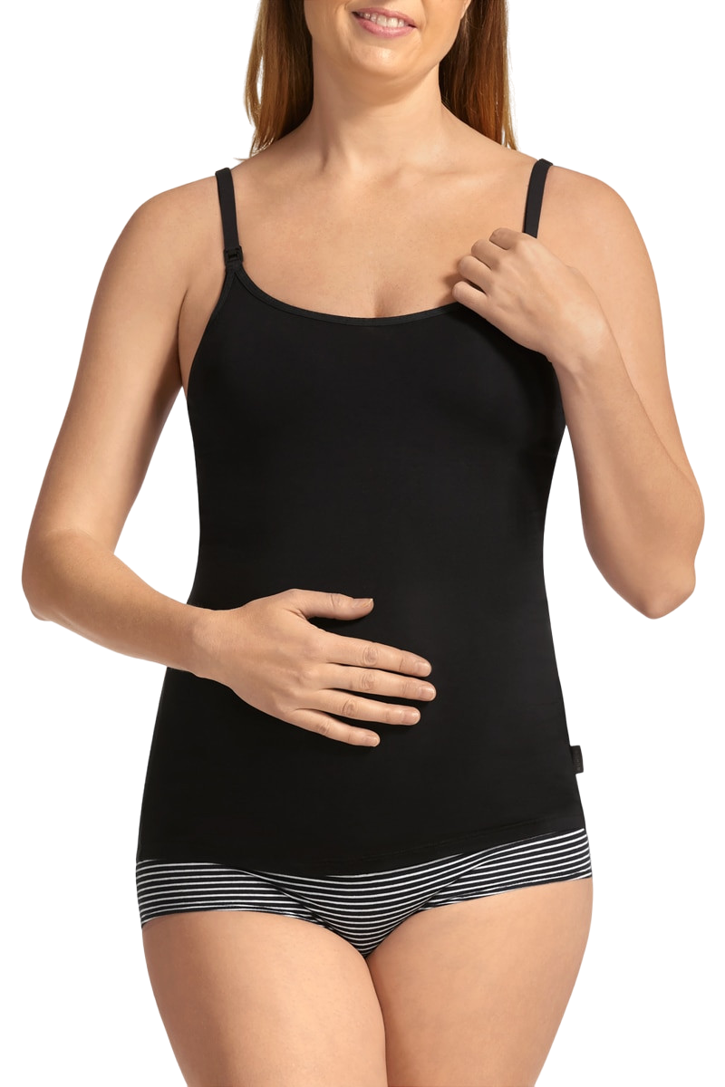 Womens Bonds Maternity Hidden Support Singlet Pregnancy Bumps Black-0