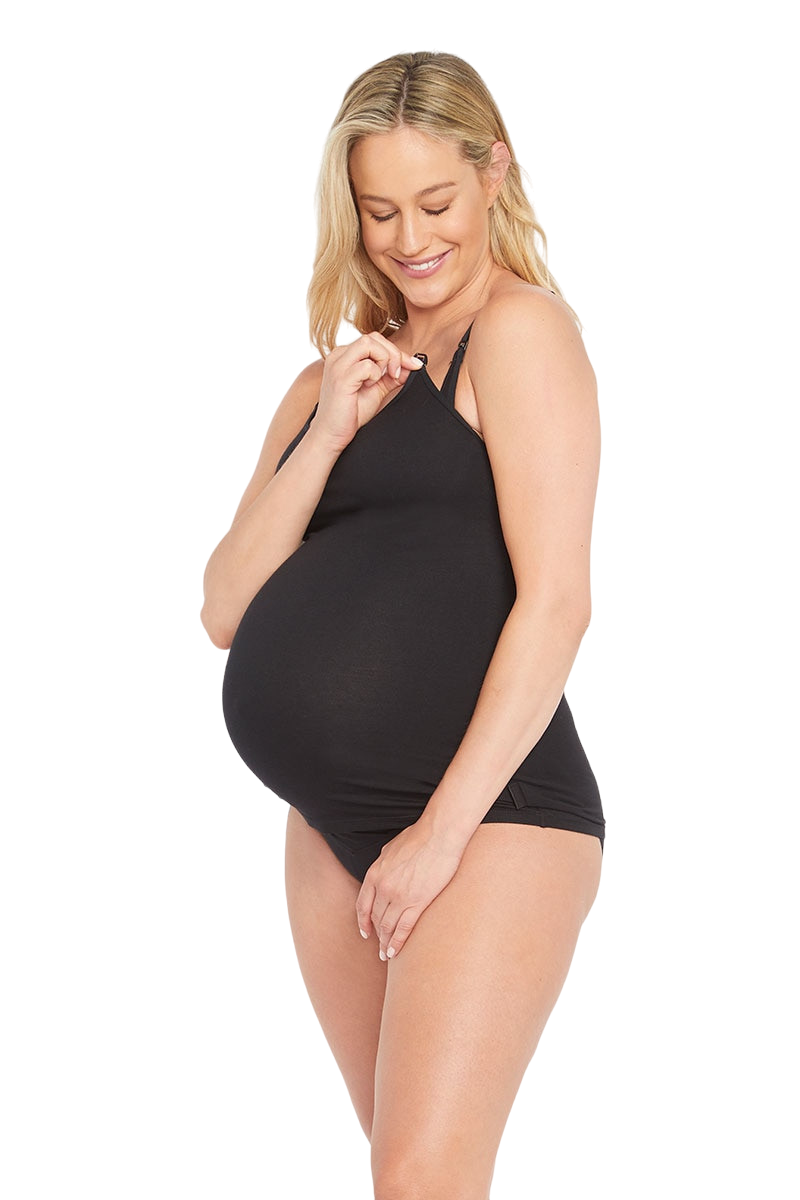 Womens Bonds Maternity Hidden Support Singlet Pregnancy Bumps Black-1